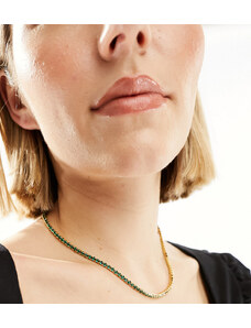 Orelia - Collana placcata oro con cristalli verde smeraldo stile tennis