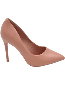 Malu Shoes Decollete' scarpa donna a punta pelle rosa cipria opaca con tacco spillo 12 cm Basic