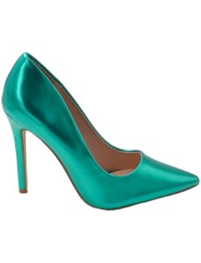 Malu Shoes Decollete' donna a punta satinato verde smeraldo tacco a spillo 12 cm linea basic elegante scarpe per cerimonie eventi