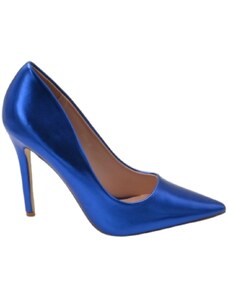 Malu Shoes Decollete' donna a punta satinato blu royal tacco a spillo 12 cm linea basic elegante scarpe per cerimonie eventi