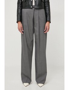 BOSS pantaloni in lana colore grigio