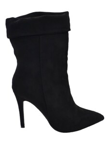 Malu Shoes Tronchetto stivaletto camoscio nero donna linea basic con tacco a spillo 12 cm arricciato alla caviglia con zip a punta