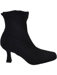 Malu Shoes Stivaletto Tronchetto donna effetto calzino in camoscio nero con tacco spillo mini 3 cm punta quadrata moda