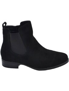 Malu Shoes Stivaletti donna chelsea boots in ecopelle scamosciata nero fondo sottile elastico laterale alla caviglia comodo