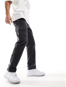 New Look - Pantaloni cargo in velluto a coste grigio scuro