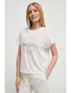 Dkny t-shirt in cotone donna colore beige