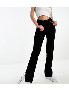 Esclusiva In The Style - Jeans dritti neri con spacco sul fondo-Nero