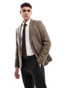 Gianni Feraud - Giacca da abito slim in tweed marrone