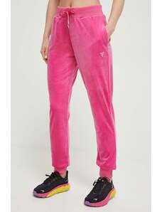 Guess joggers colore rosa con applicazione