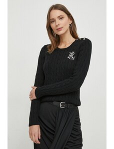 Lauren Ralph Lauren maglione in cotone colore nero