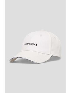 Karl Lagerfeld berretto da baseball in cotone colore bianco con applicazione