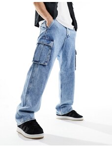 Jack & Jones - Jeans cargo con fondo ampio lavaggio blu-Nero