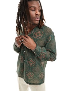 ASOS DESIGN - Camicia comoda con rever profondo verde a fiori