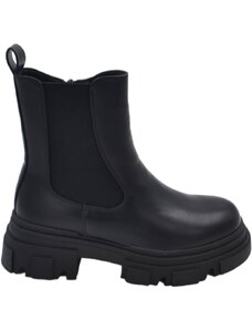 Malu Shoes Stivaletti donna platform chelsea boots combat nero in ecopelle opaca fondo alto zip elastico laterale moda tendenza