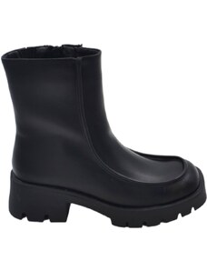 Malu Shoes Stivaletti donna platform chelsea boots combat nero in ecopelle fondo alto zip al polpaccio rigido tendenza