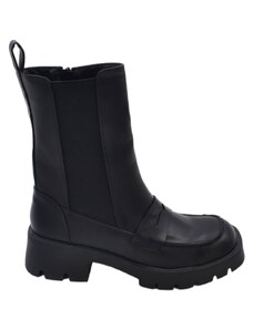 Malu Shoes Stivaletti donna platform chelsea boots combat nero in ecopelle fondo alto zip elastico laterale e bendina tendenza