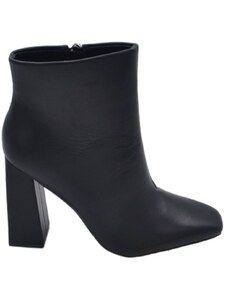 Malu Shoes Scarpe tronchetto donna con tacco alto 10cm largo alla caviglia a punta quadrata nero zip laterale aderente
