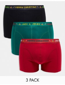 Jack & Jones - Confezione da 3 paia di boxer multicolore natalizi