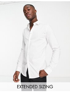 ASOS DESIGN - Camicia elasticizzata da ufficio slim bianca-Bianco