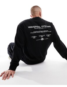 New Look - Felpa nera con stampa “Universal“-Nero