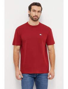 Tommy Jeans t-shirt in cotone uomo colore granata con applicazione
