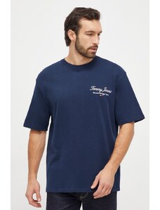 Tommy Jeans t-shirt in cotone uomo colore blu navy con applicazione