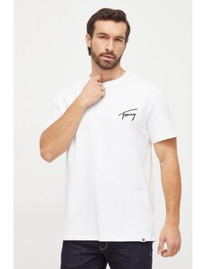Tommy Jeans t-shirt in cotone uomo colore bianco con applicazione