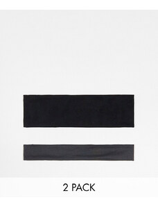Pieces - Confezione da 2 fasce per capelli in jersey nera e grigia-Multicolore