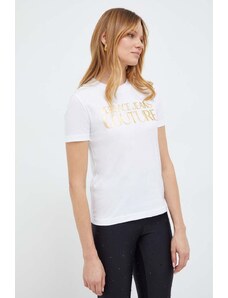 Versace Jeans Couture Karl Lagerfeld t-shirt in cotone donna colore bianco
