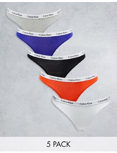 Calvin Klein - Confezione da 5 perizomi a vita alta multicolore