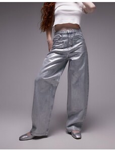 Topshop - Jeans extra larghi argento laminati