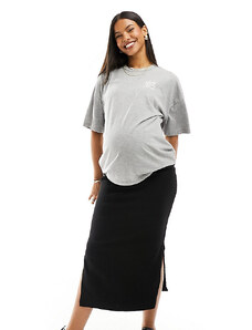 Mama.licious Mamalicious Maternity - Gonna di jeans premaman nera con spacchi laterali e fascia sopra il pancione-Nero