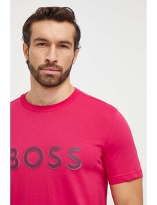 Boss Green t-shirt in cotone uomo colore rosa con applicazione