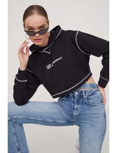 Karl Lagerfeld Jeans felpa donna colore nero con cappuccio con applicazione