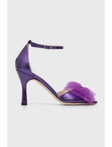 Custommade sandali in pelle Ashley Metallic Tulle colore violetto 000304046