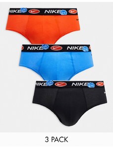 Nike - Everyday - Confezione da 3 slip neri/blu/arancioni in cotone elasticizzato-Multicolore