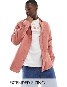 ASOS DESIGN - Camicia oversize anni '90 in velluto a coste rosa argilla con maniche raglan