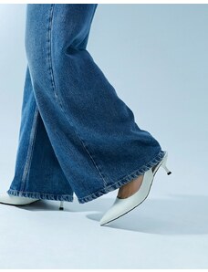 ASOS DESIGN - Stella - Scarpe in pelle con nodo bianco sporco con tacco medio e cinturino posteriore