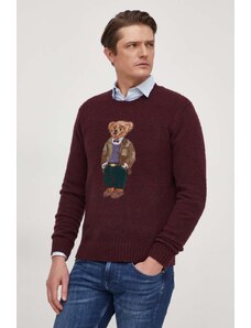 Polo Ralph Lauren maglione in lana uomo colore granata