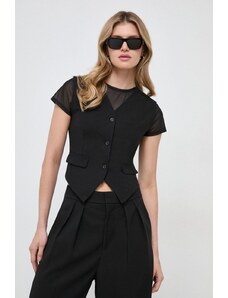 Karl Lagerfeld blusa in lino misto colore nero