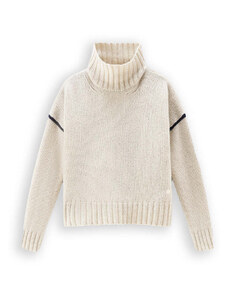 Maglia Woolrich Wool Cable' Turtleneck Latte Donna