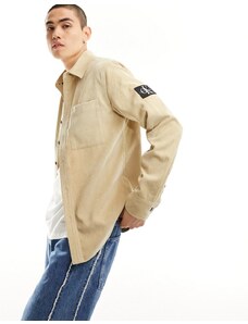 Calvin Klein Jeans - Camicia regular fit a coste beige-Neutro