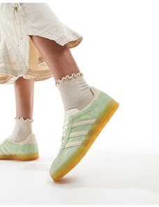 adidas Originals - Gazelle Indoor - Sneakers verdi e gialle-Bianco