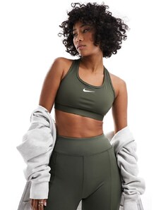 Nike Training - Swoosh Dri-FIT - Reggiseno sportivo a supporto medio kaki-Verde