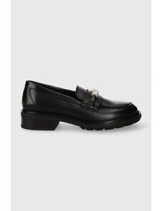Tommy Hilfiger mocassini in pelle TH HARDWARE LOAFER donna colore nero FW0FW07765