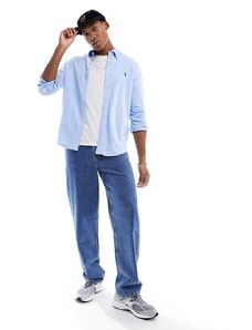 Polo Ralph Lauren - Icon - Camicia in piqué azzurra con logo e bottoni-Blu