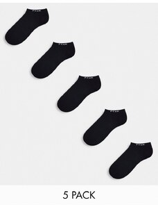 French Connection Mens FCUK - Confezione da 5 paia di calzini sportivi neri-Nero