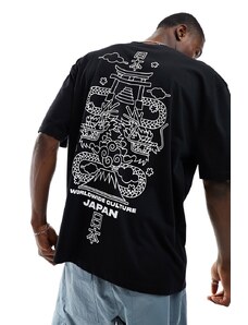 ASOS DESIGN - T-shirt oversize nera con stampa "Souvenir" sul retro-Nero