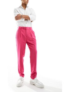 Devils Advocate - Pantaloni eleganti a vita alta affusolati con pieghe-Rosa