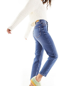Stradivarius Petite - Mom jeans slim elasticizzati blu autentico